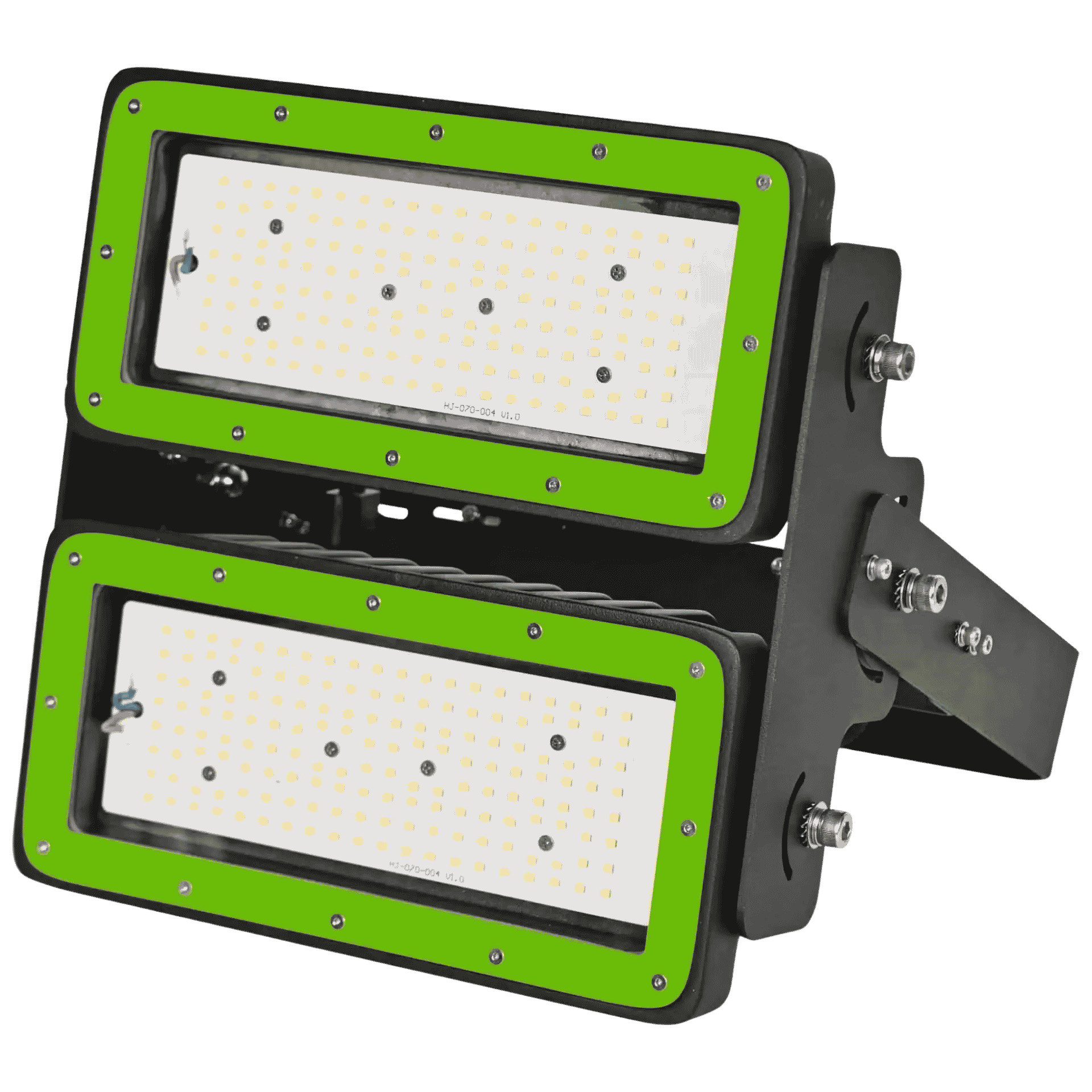 LED light, industrial lamp, dual panel, green frame, adjustable mount