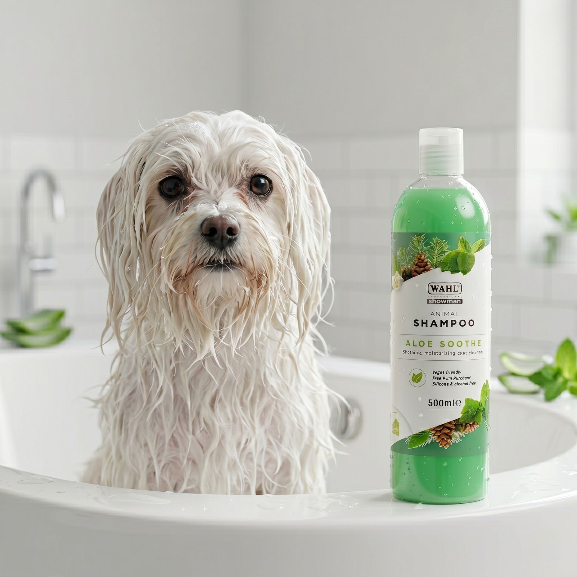 dog shampoo, animal shampoo, aloe, green bottle, 500 ml