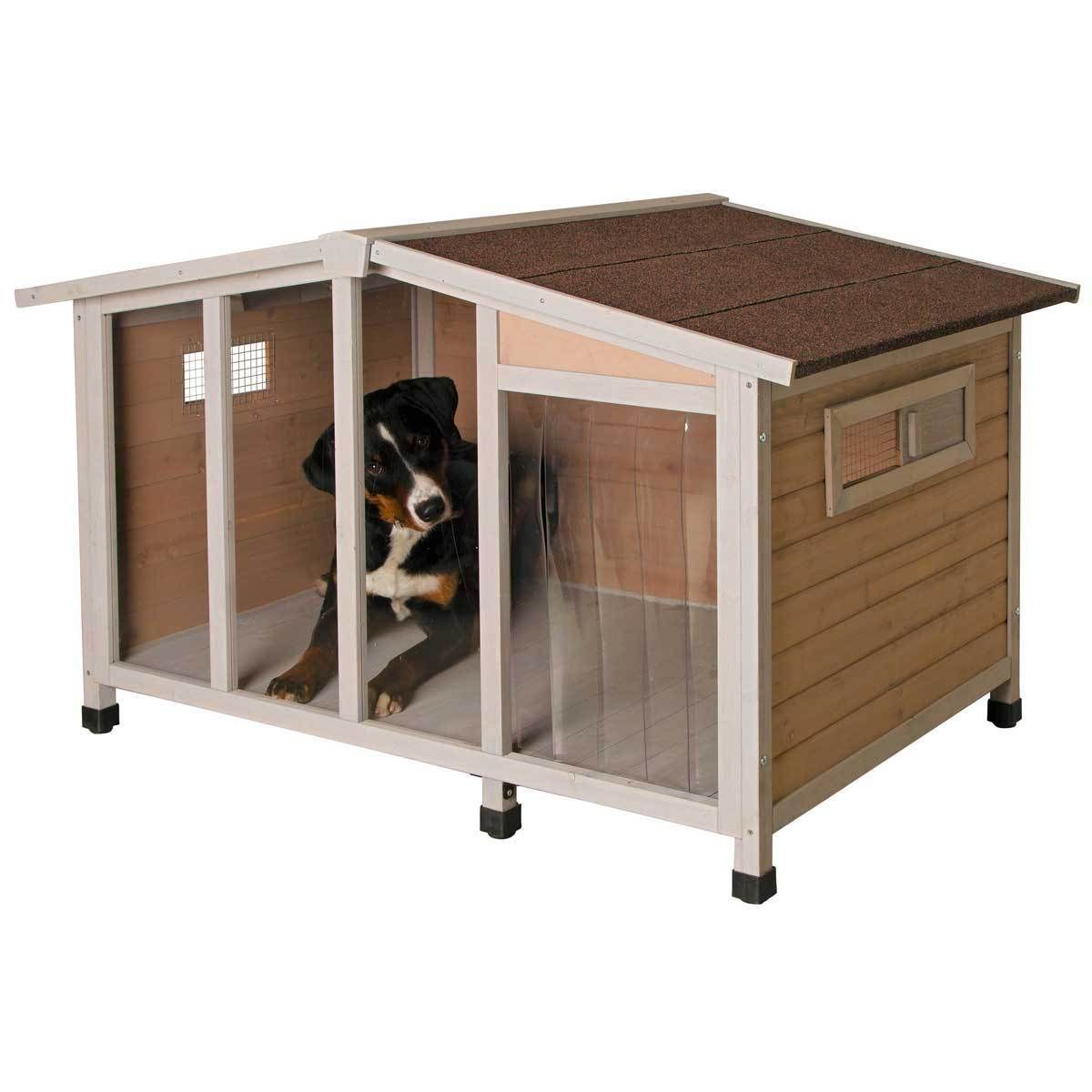 Kerbl Hundehütte OVERVIEW mit Glasfront, 134x92x82 cm, im Einsatz