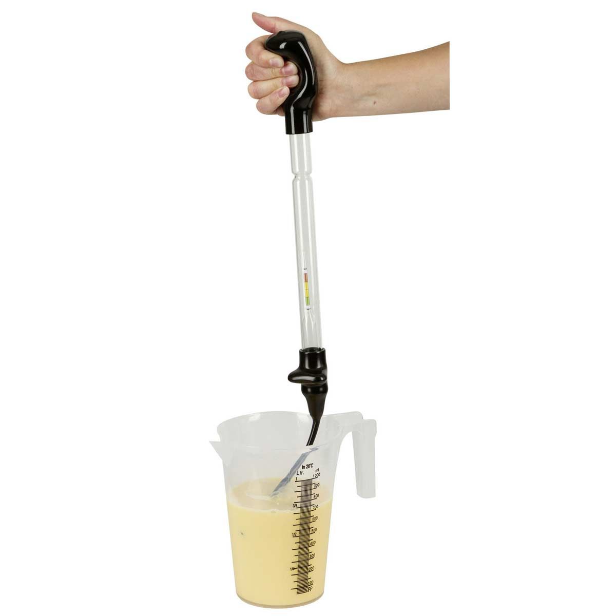 Kerbl Colostrometer Colostrum Measuring Device for Calves, in use, held in hand