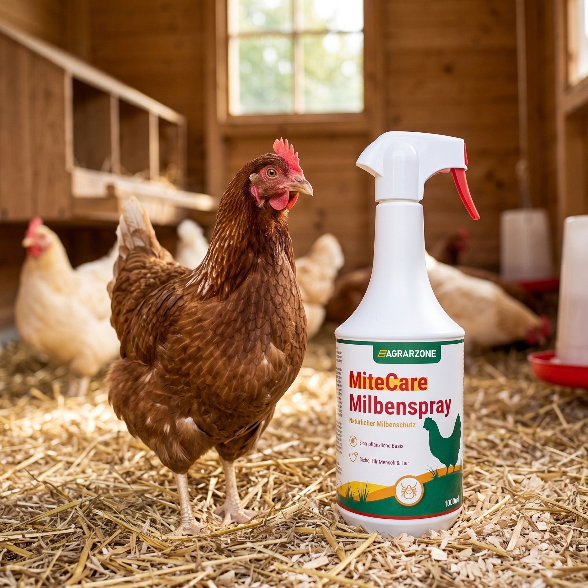 Huhn, Henne, Bauernhof, Sprühflasche, Mastral Spray