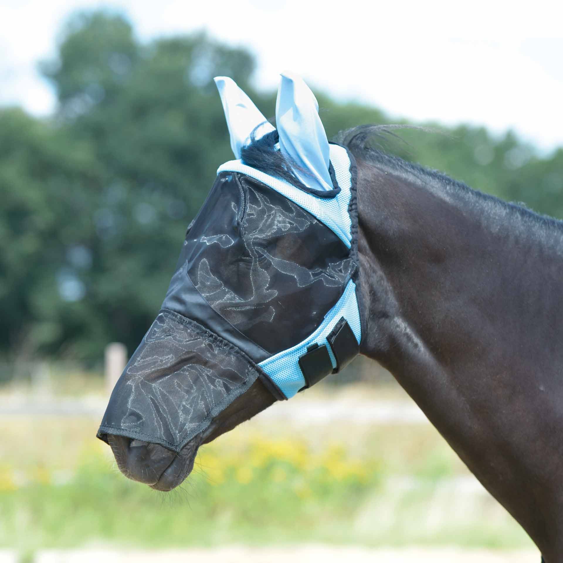 BUSSE Légyzómaszk FLY COVER PRO GAP II, teljes védelem lónak, Pony világoskék/fekete