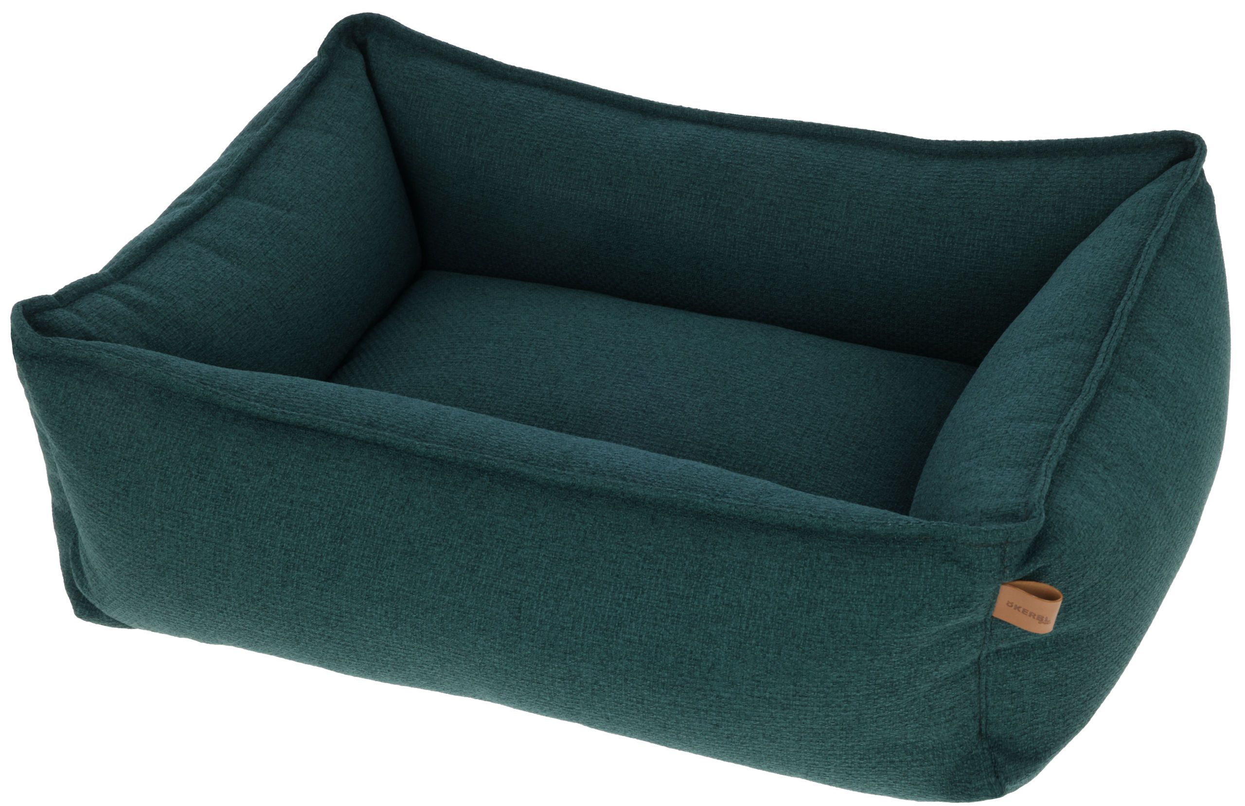 pet bed, dog bed, cushioned, teal, soft fabric