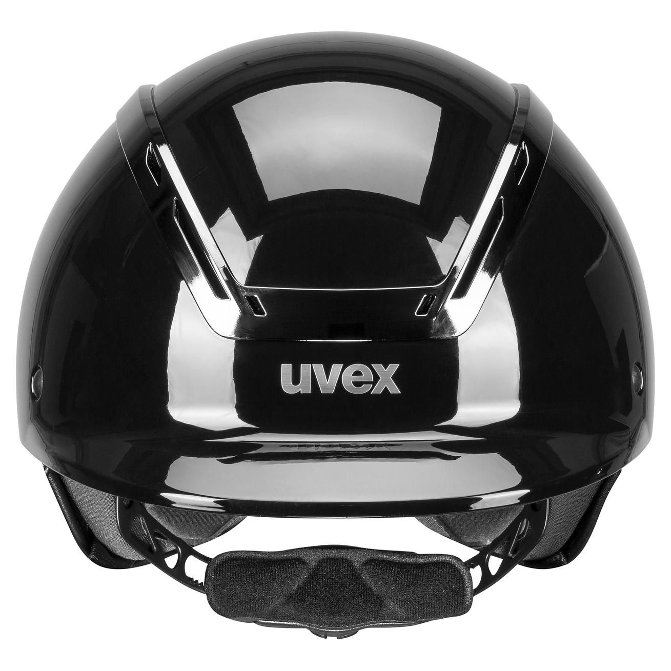 Casco da equitazione uvex exxeed shiny chrome, Tecnologia Hardshell, nero lucido M-L