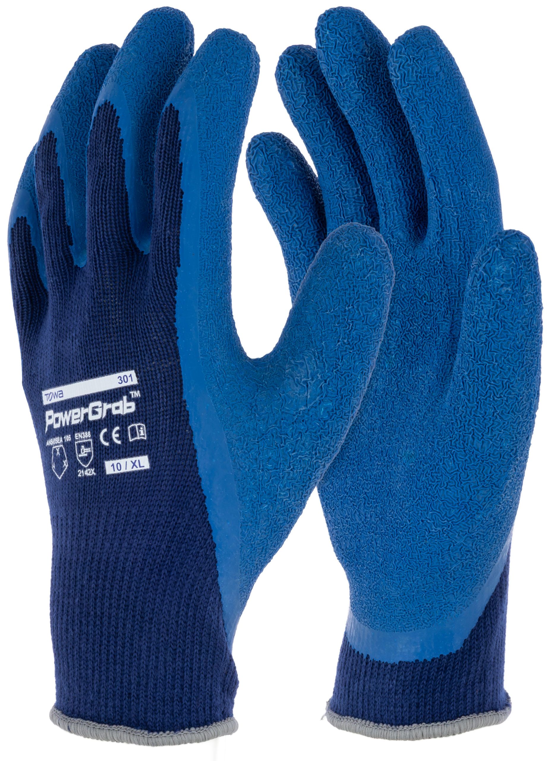 gloves, work gloves, blue, textured, rubber grip