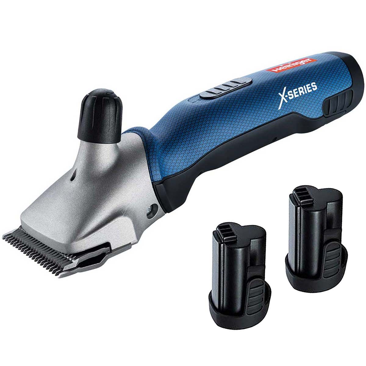 Tondeuse Heiniger Xplorer pour bovins et chevaux, 2 batteries, contenu de la livraison