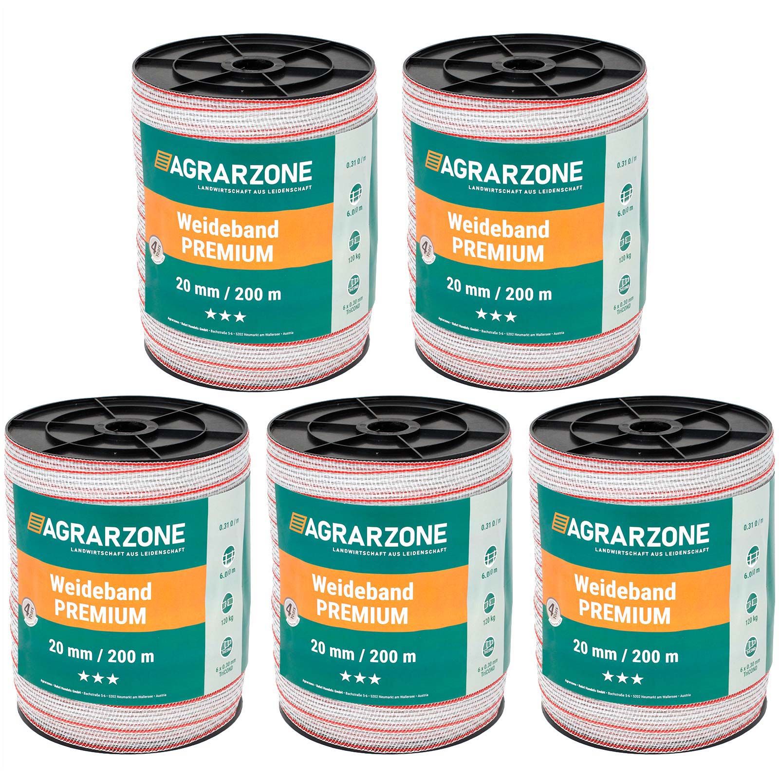 Agrarzone Premium villanypásztor szalag, 0.30 TriCOND, fehér-piros, 1000 m x 20 mm