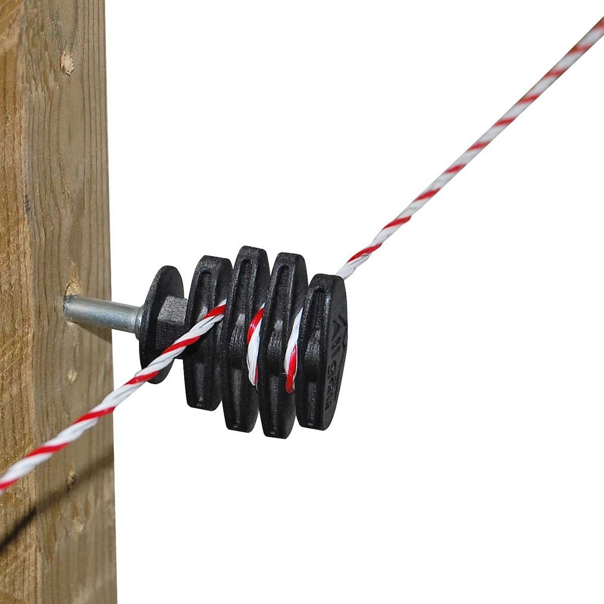 AKO Isolatore ad Avvolgimento Allgäu per Recinto, Supporto 6 mm, 25 pz, in uso, isolatore