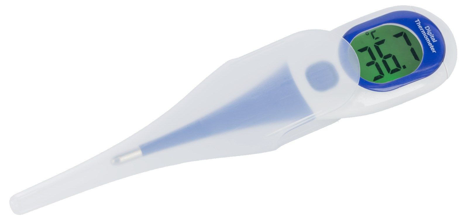 thermometer, digital, oral, glucose?, clinical?, temperature, probe, blue, white