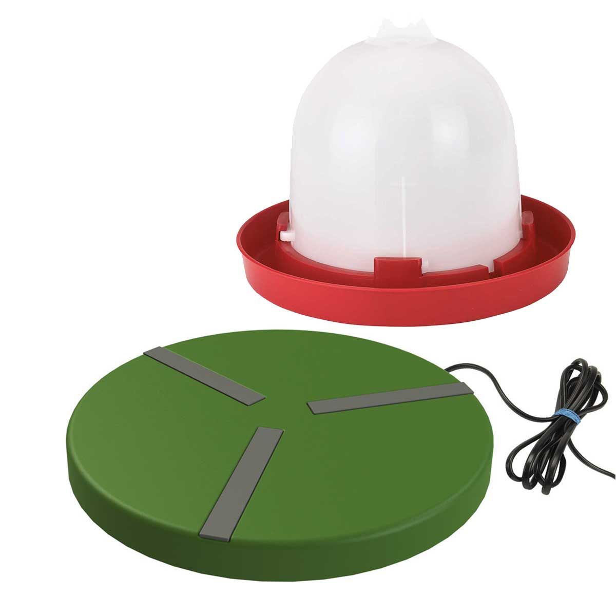 Kit abbeveratoio per galline 1,5 L con piastra riscaldante 15 W
