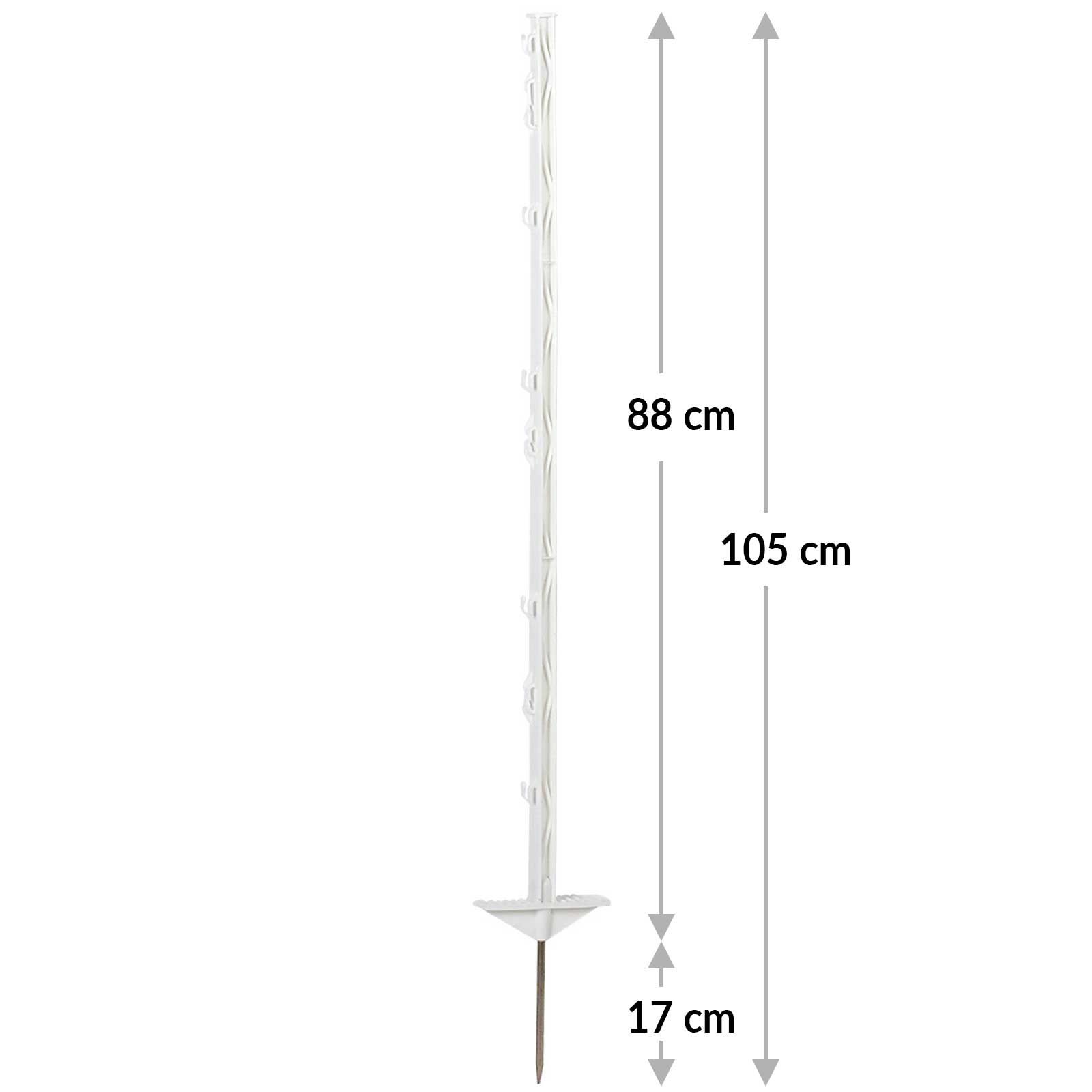 Agrarzone műanyag karó, 105 cm, dupla lépcső, fehér, 20 db-os csomag, méretrajz