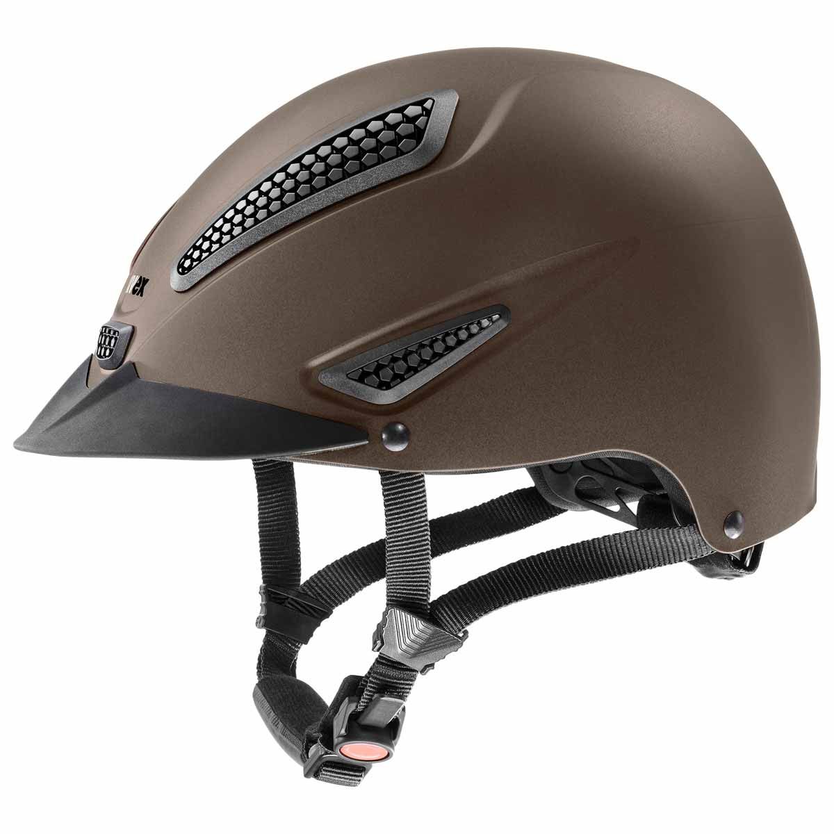 Casque équitation uvex perfexxion II encolure queue de cheval, XXS/S, marron