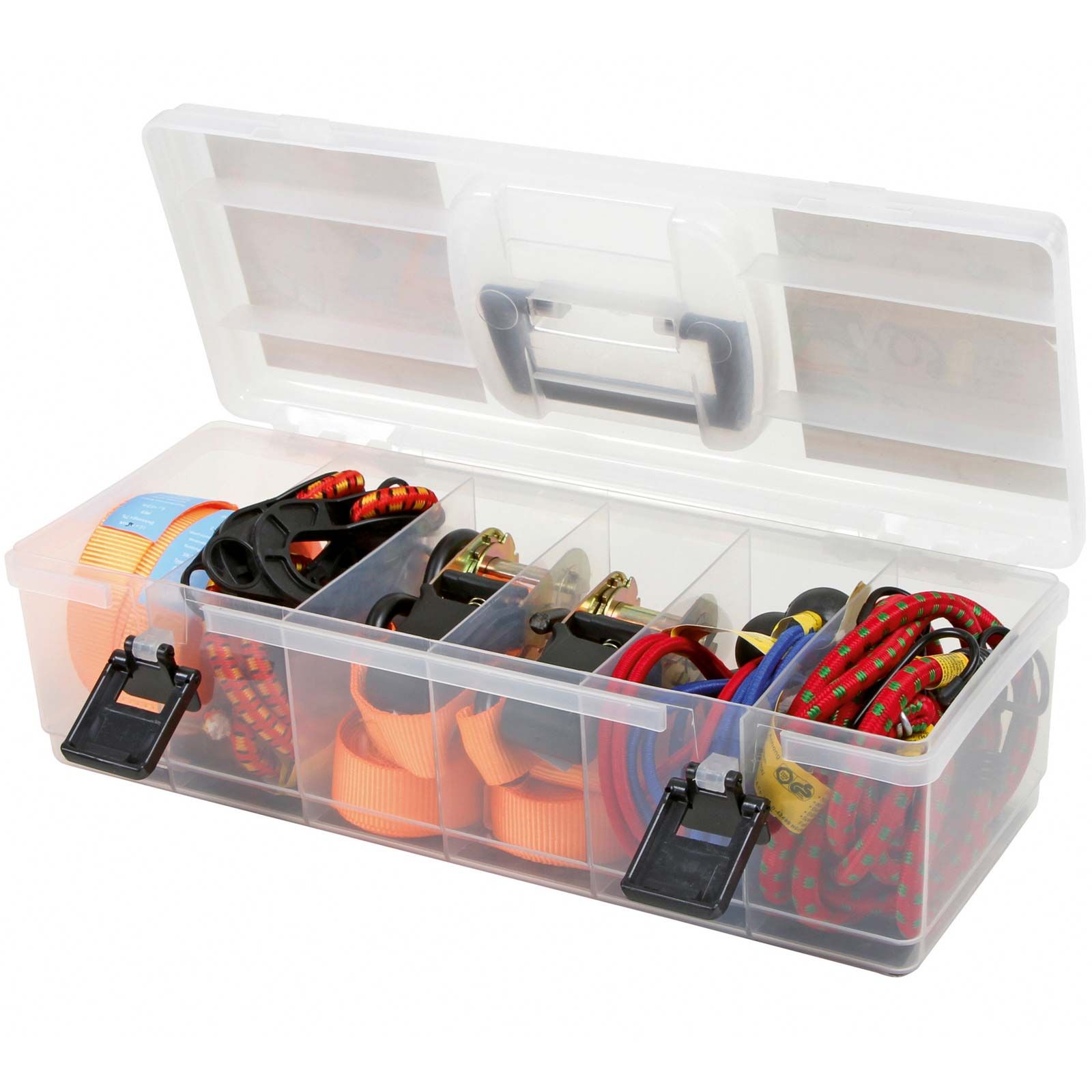 Kerbl Zurrgurt-Set 16-teilig mit Ratsche & Expander, Box, Lieferumfang
