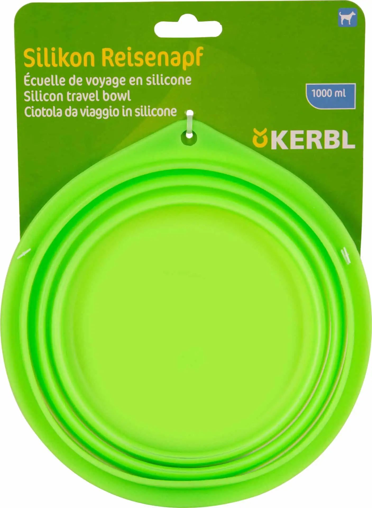 Kerbl Bol de Voiaj din Silicon Pliabil pentru Câini & Pisici, 1 L, ambalaj