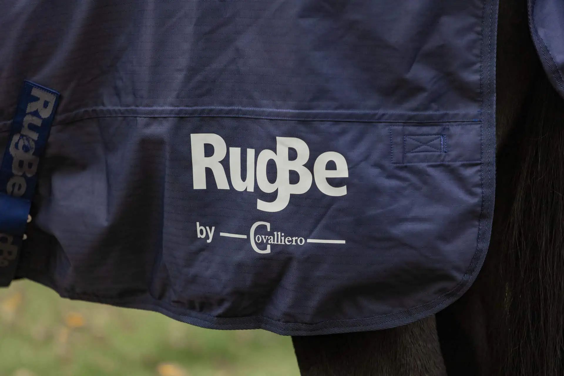 Dark blue horse rug printed RugBe by Covalliero