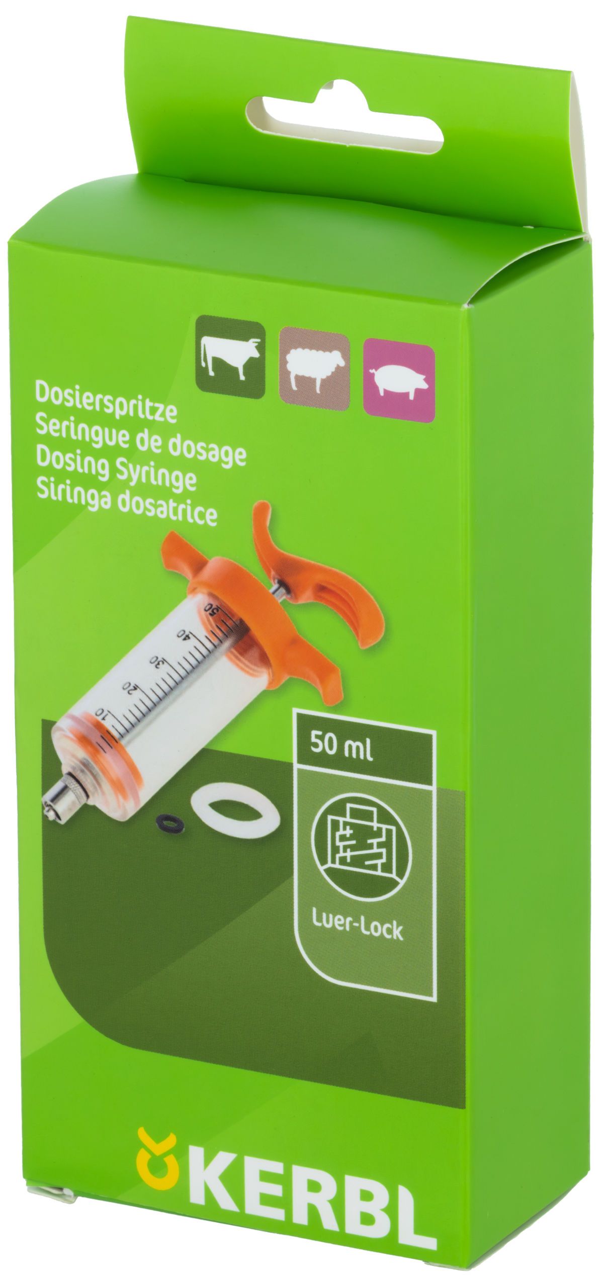 Kerbl Seringue de dosage graduée Luer-Lock, orange, emballage