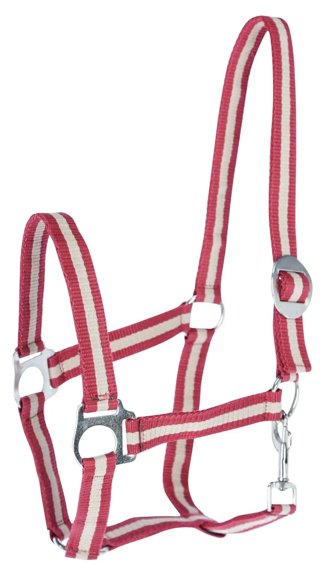 Covalliero Hippo nylon kötőfék, fokozatmentesen állítható lovaknak, Foal bordó/bézs