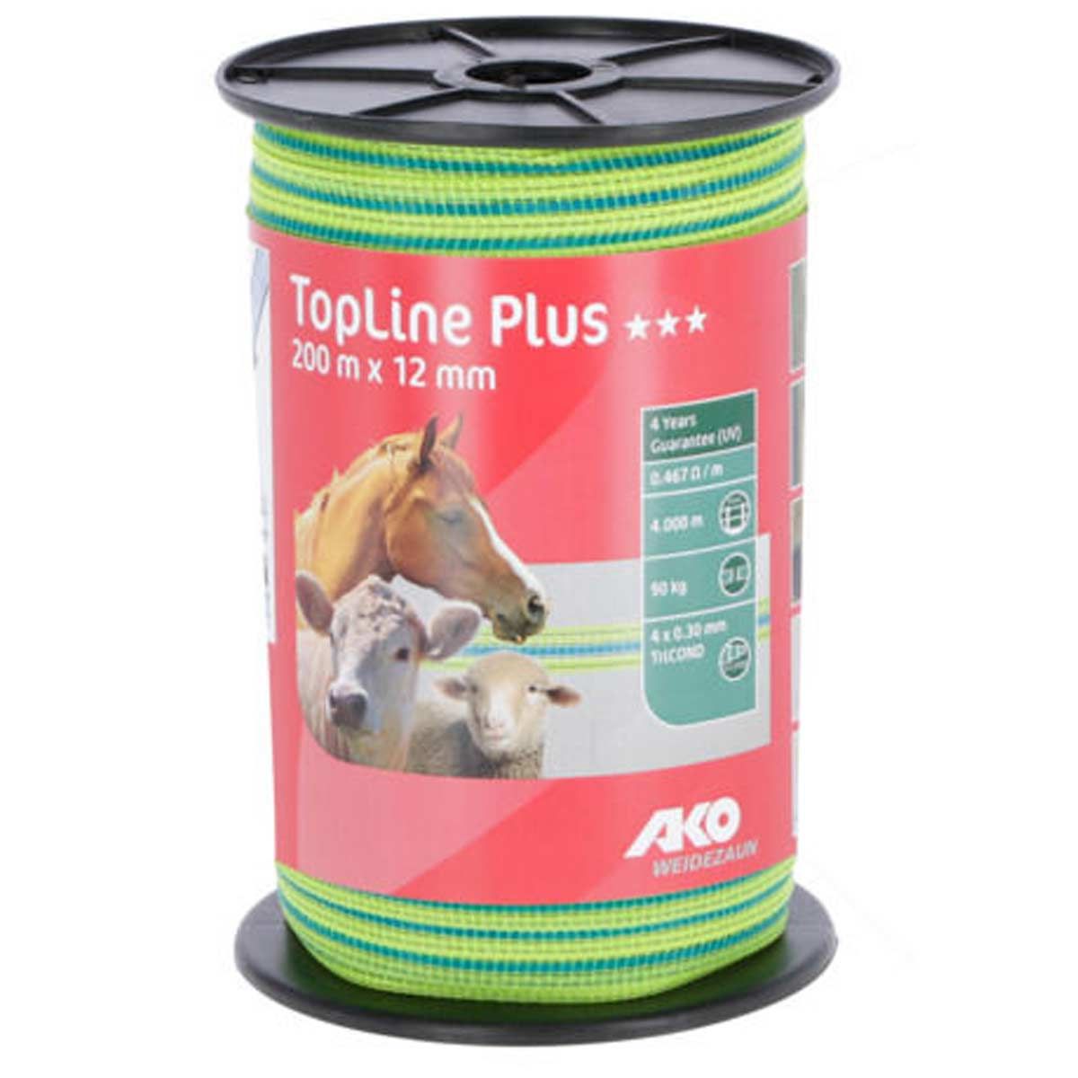 Ruban de clôture électrique AKO TopLine Plus 0,30mm TriCOND 200m, jaune/bleu