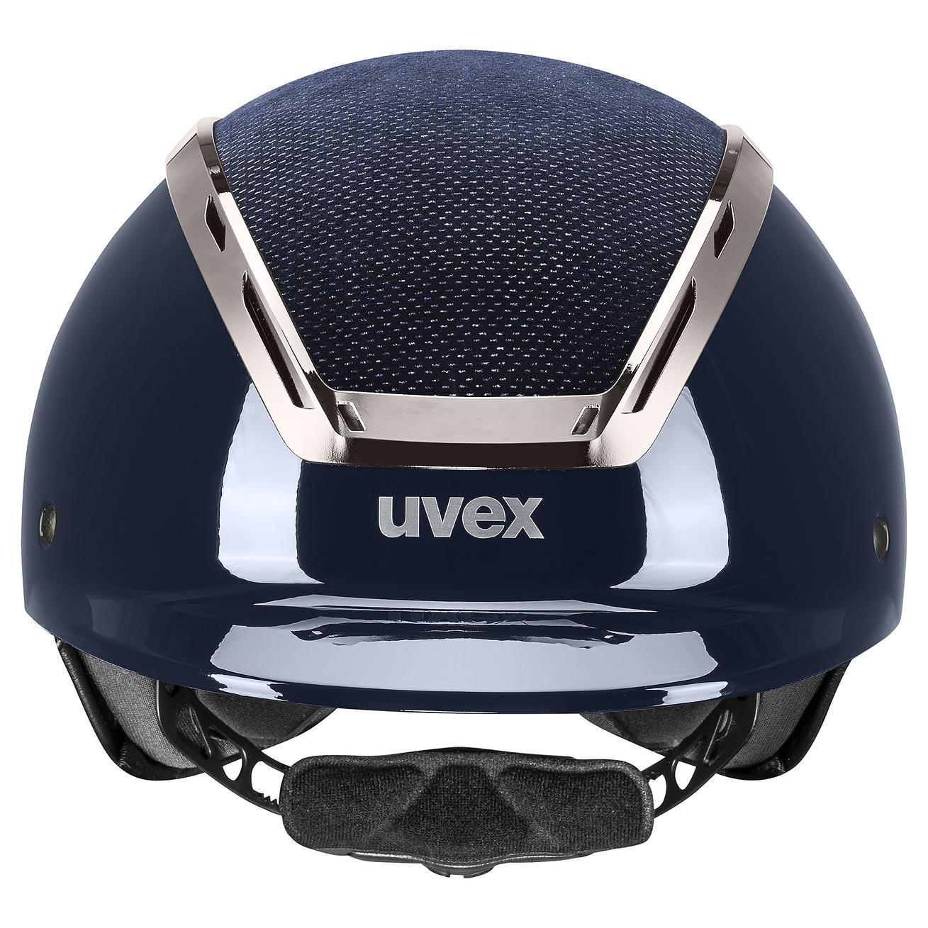 casque d'équitation uvex exxeed elegance, bleu marine, vue de face