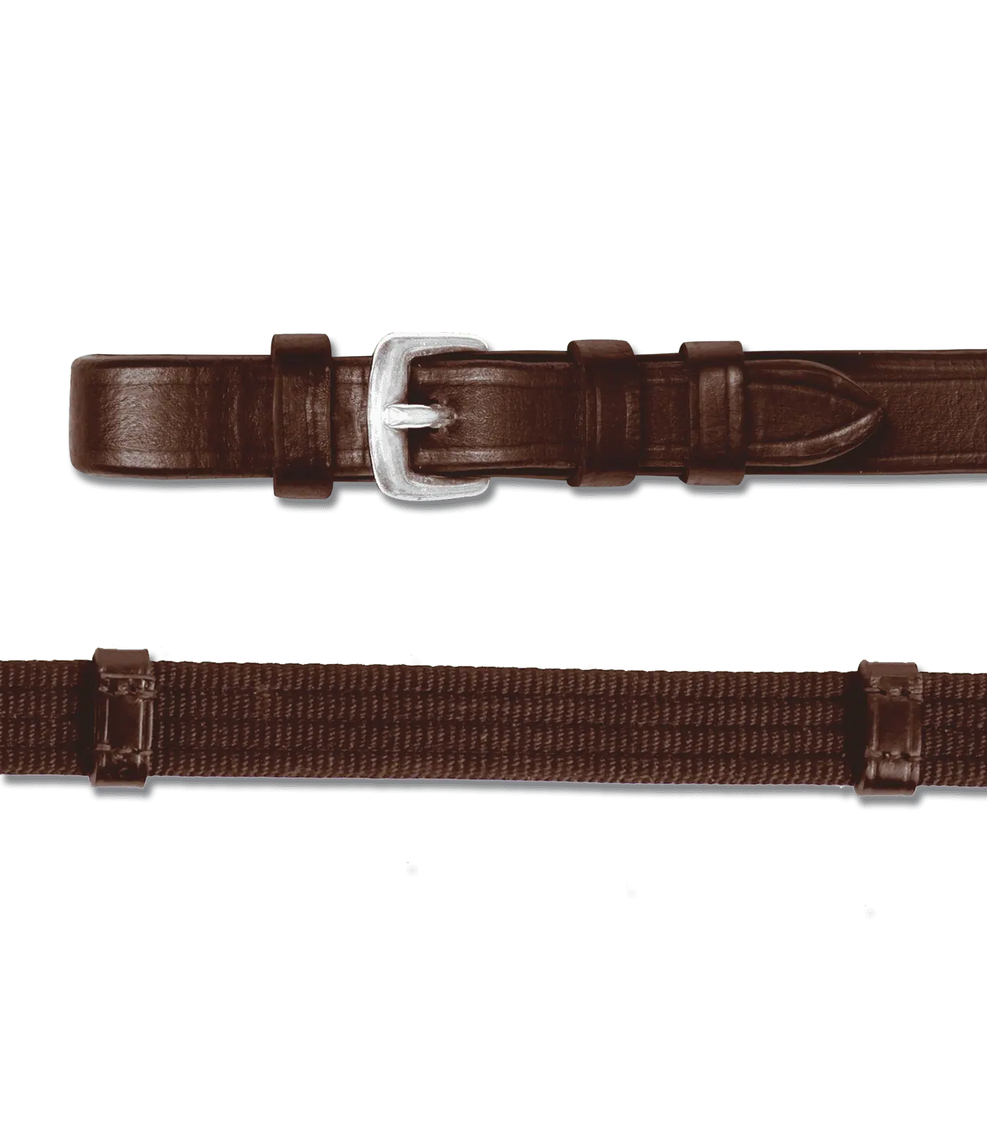 Waldhausen Hevederszár X-Line 19 mm bőrlécekkel és martingál csúszkával, barna Póni