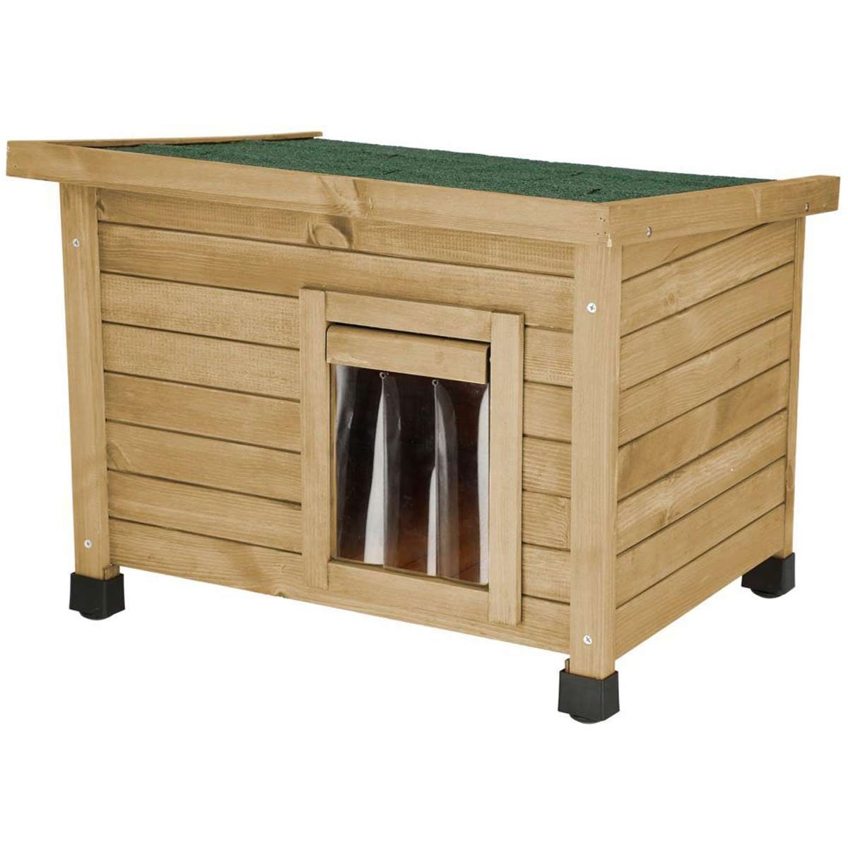 Kerbl Katzenhaus Rustica wetterfest outdoor, 57x45x43cm braun, Vorderansicht