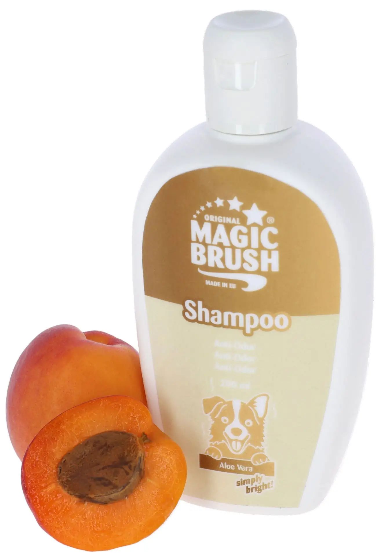 MagicBrush sampon pentru caini anti-miros, aroma de caise, 200 ml, vedere din față