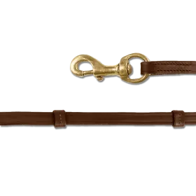 Braune Lederzügel mit goldfarbenem Karabinerhaken