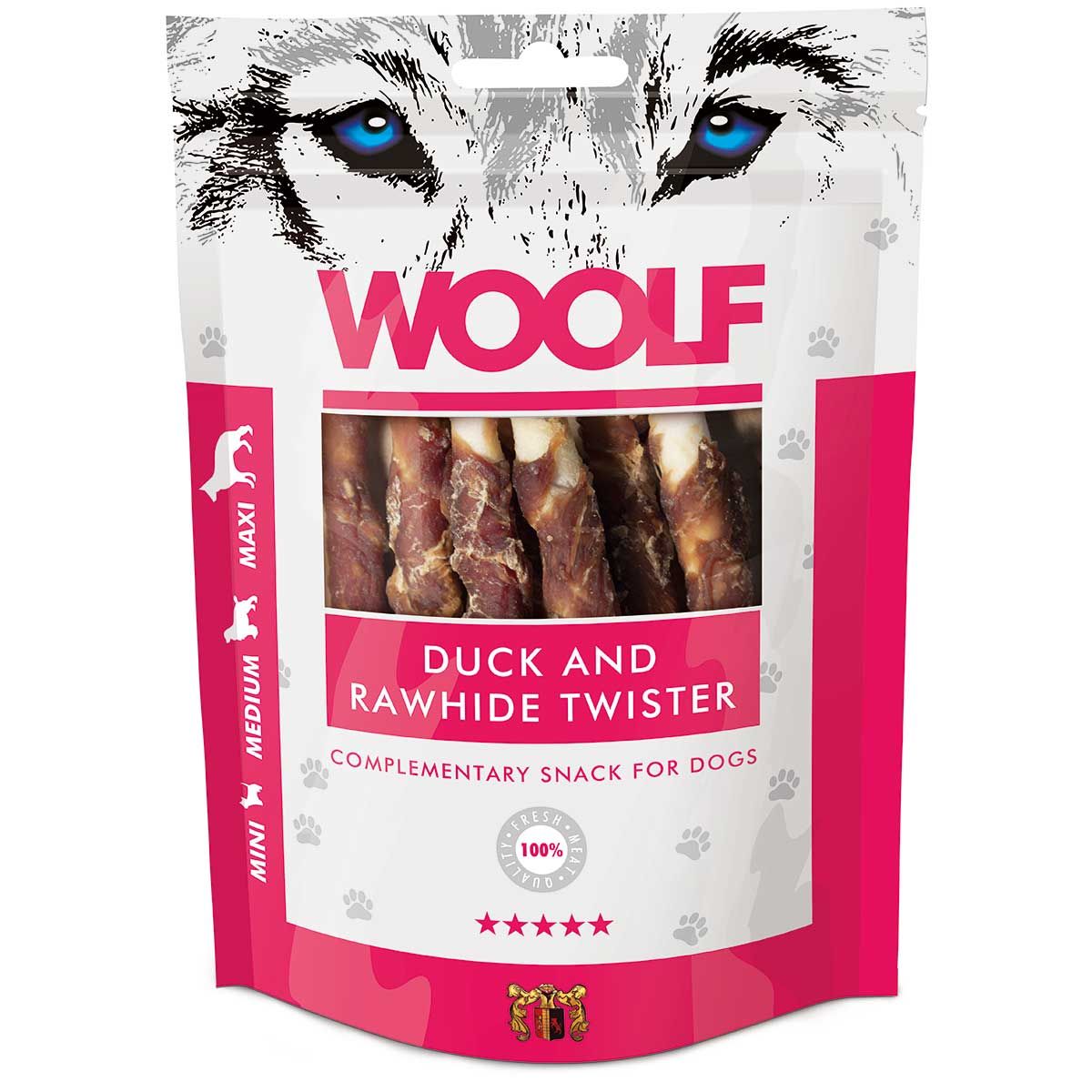 Woolf Dog Treat Duck Twister, confezione