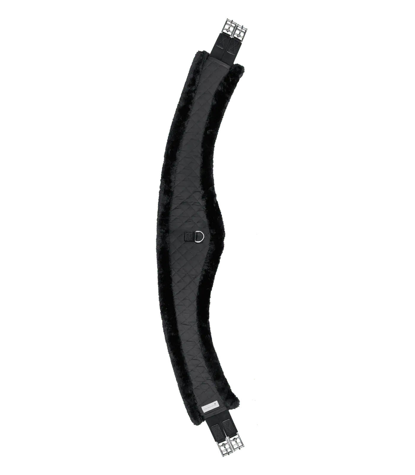 Waldhausen Sangle longue Mond en fourrure Teddy pour chevaux ventrus, noir/noir 135 cm
