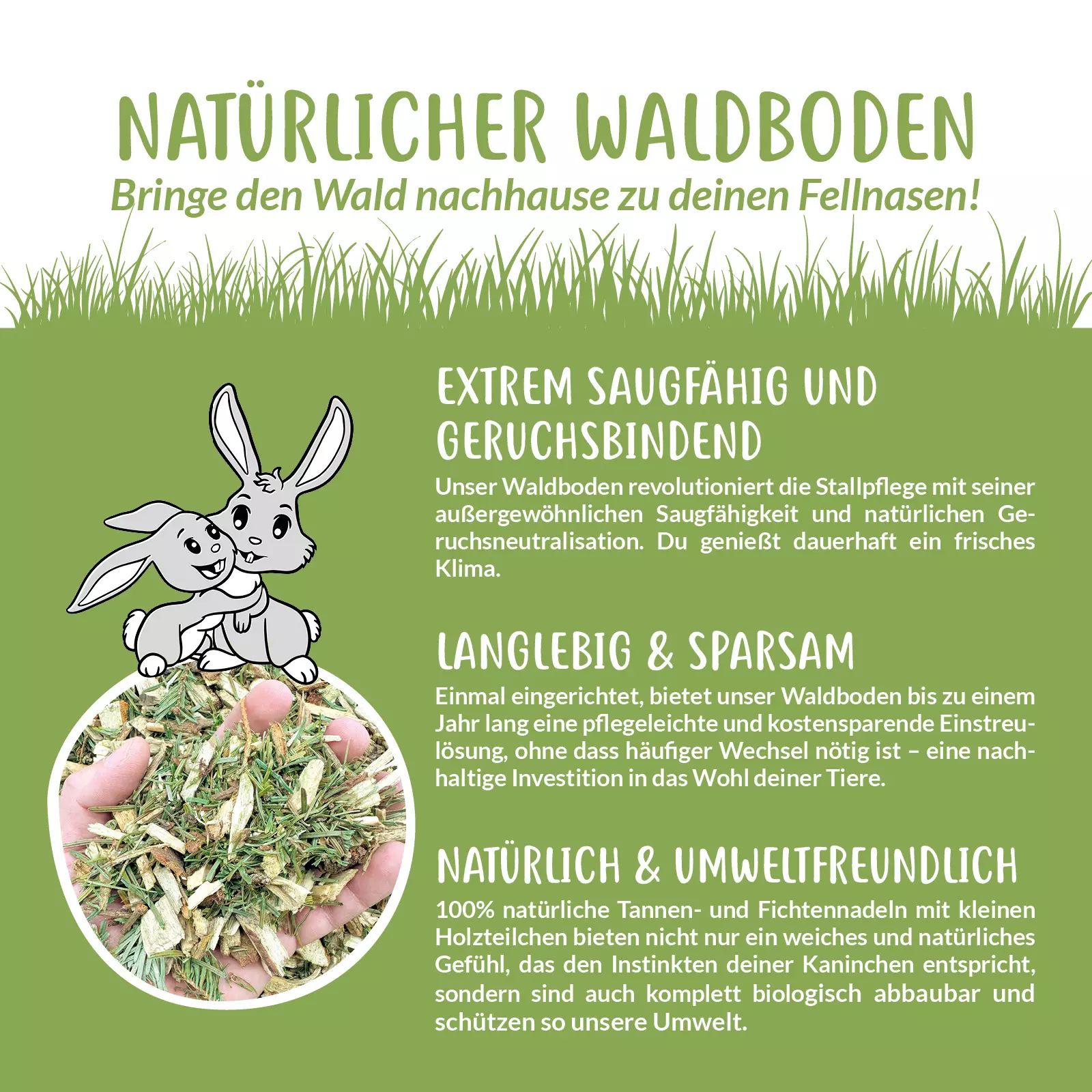 Litière naturelle Sous-bois Heuland 60 L, infographie