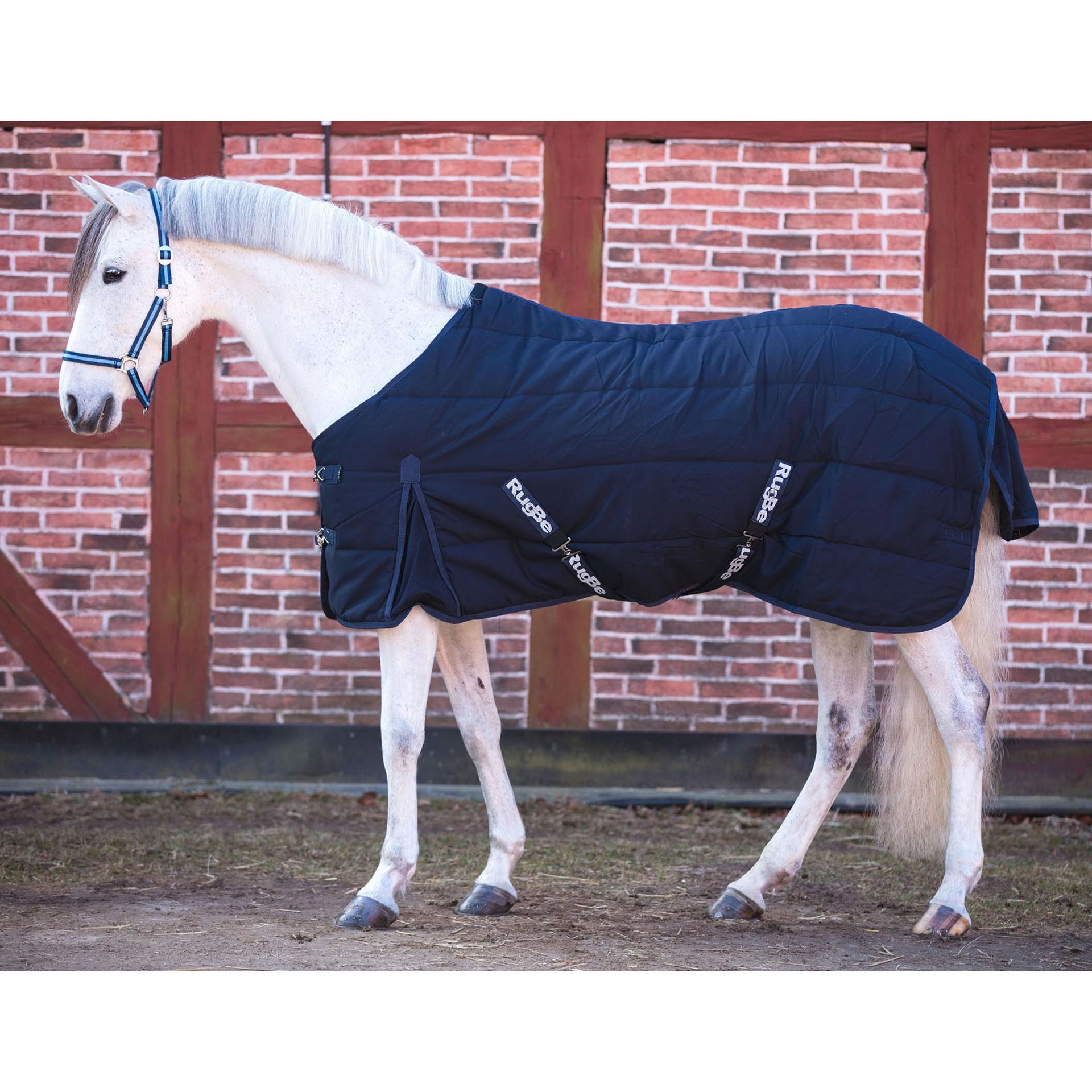 Covalliero pătură grajd RugBe Indoor 300D, 150g, material respirabil, în utilizare