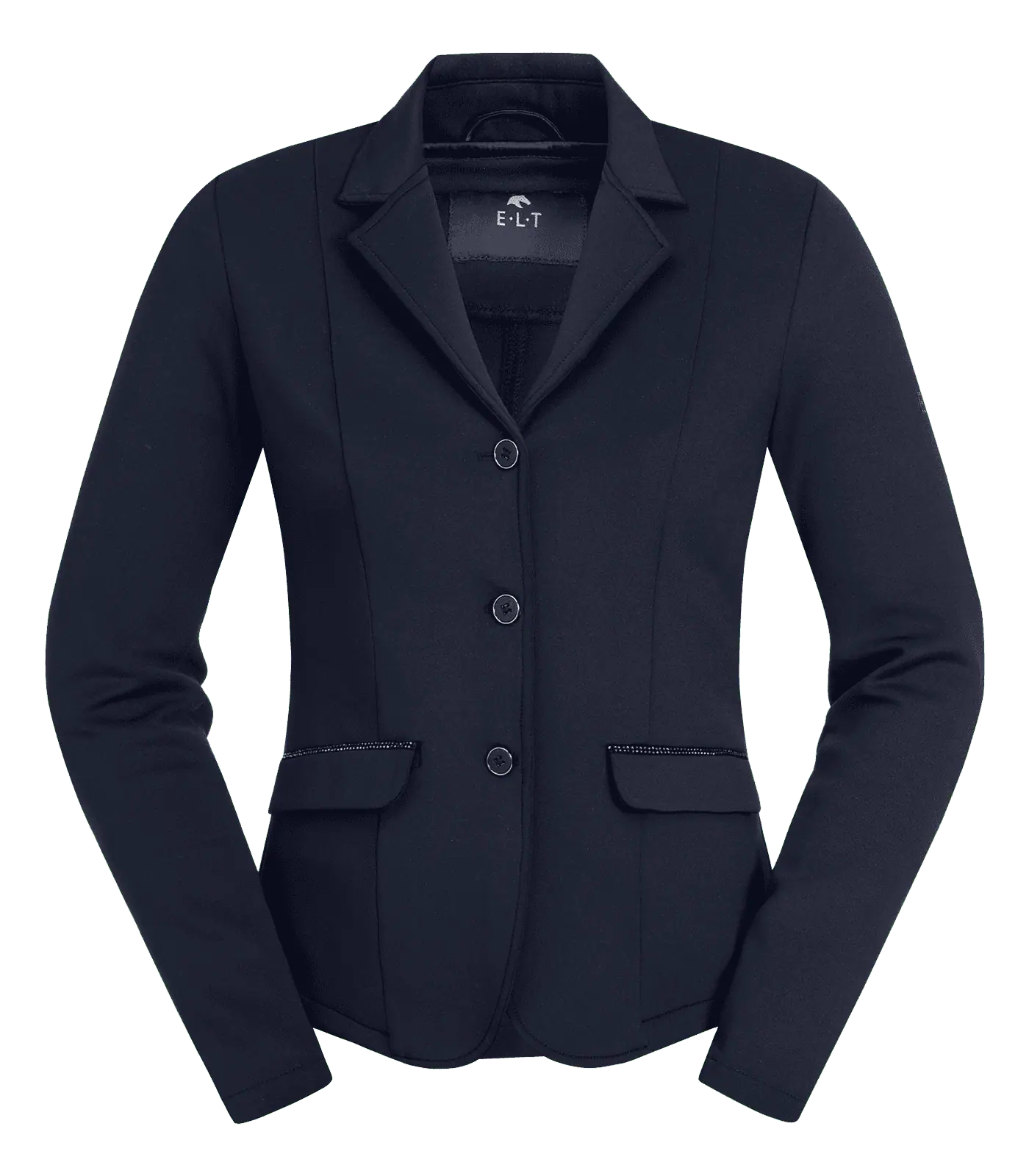 ELT Turnierjacket Lina Damen, taillierte Reitjacke mit Strasssteinen, dunkelblau, L