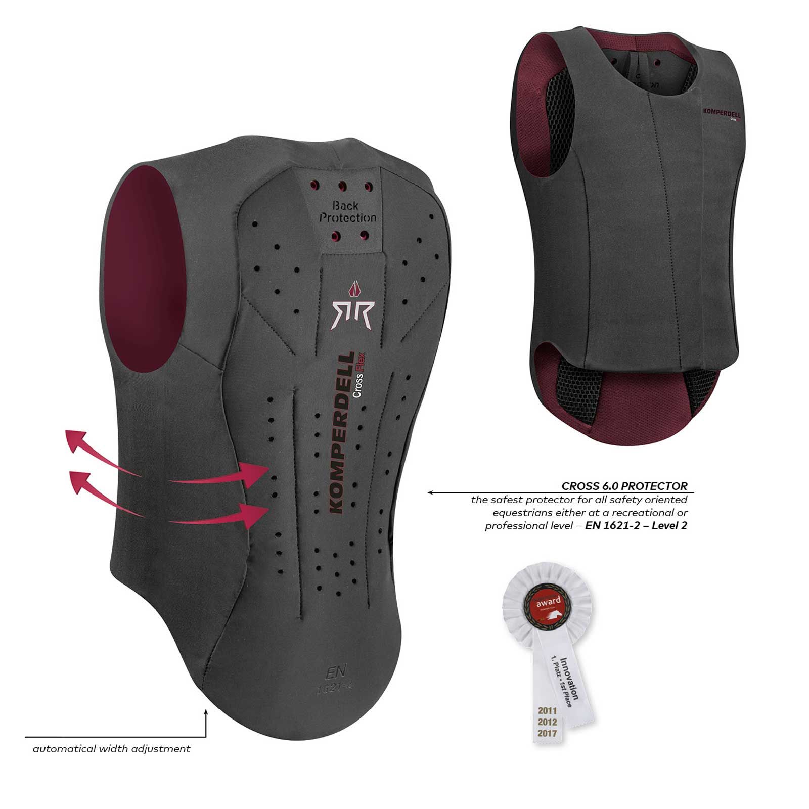 Protection dorsale d'équitation Komperdell ballistic Vest Champion noir / bordeaux 140