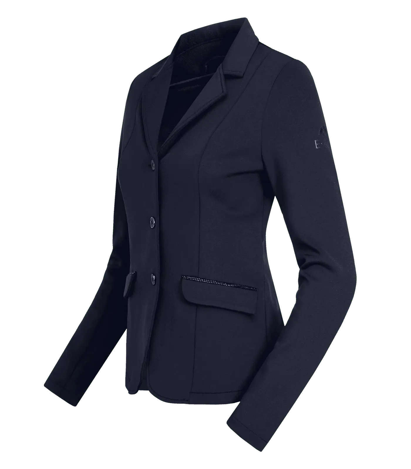 ELT Veste de compétition Lina pour femmes, coupe cintrée avec strass, bleu profond, S