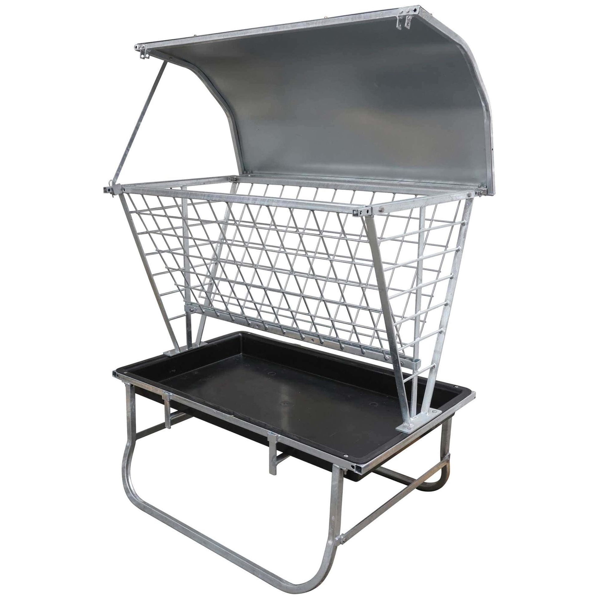 Rastrelliera Kerbl per pecore con tetto, 115x81x131,5 cm, vista posteriore