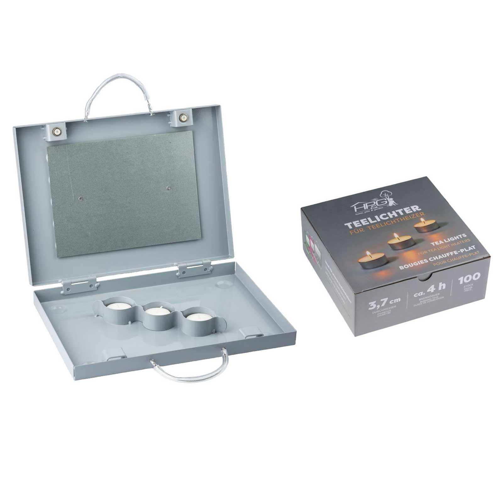 Eurohunt Teelicht-Heizung silber mit Teelichter 100er Pack