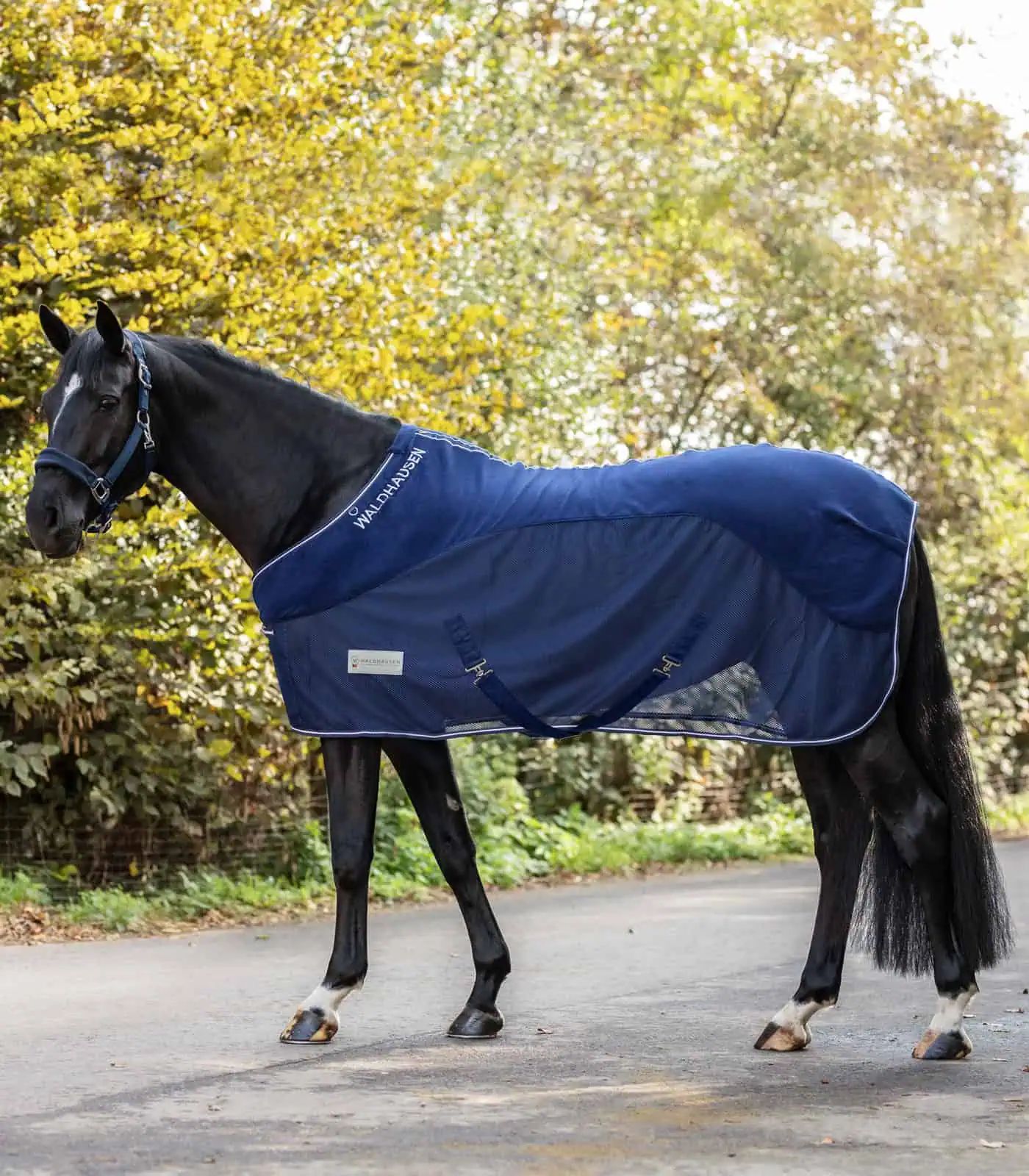Waldhausen Comfort Fleece-Fliegendecke, atmungsaktives Meshgewebe, nachtblau, 135 cm