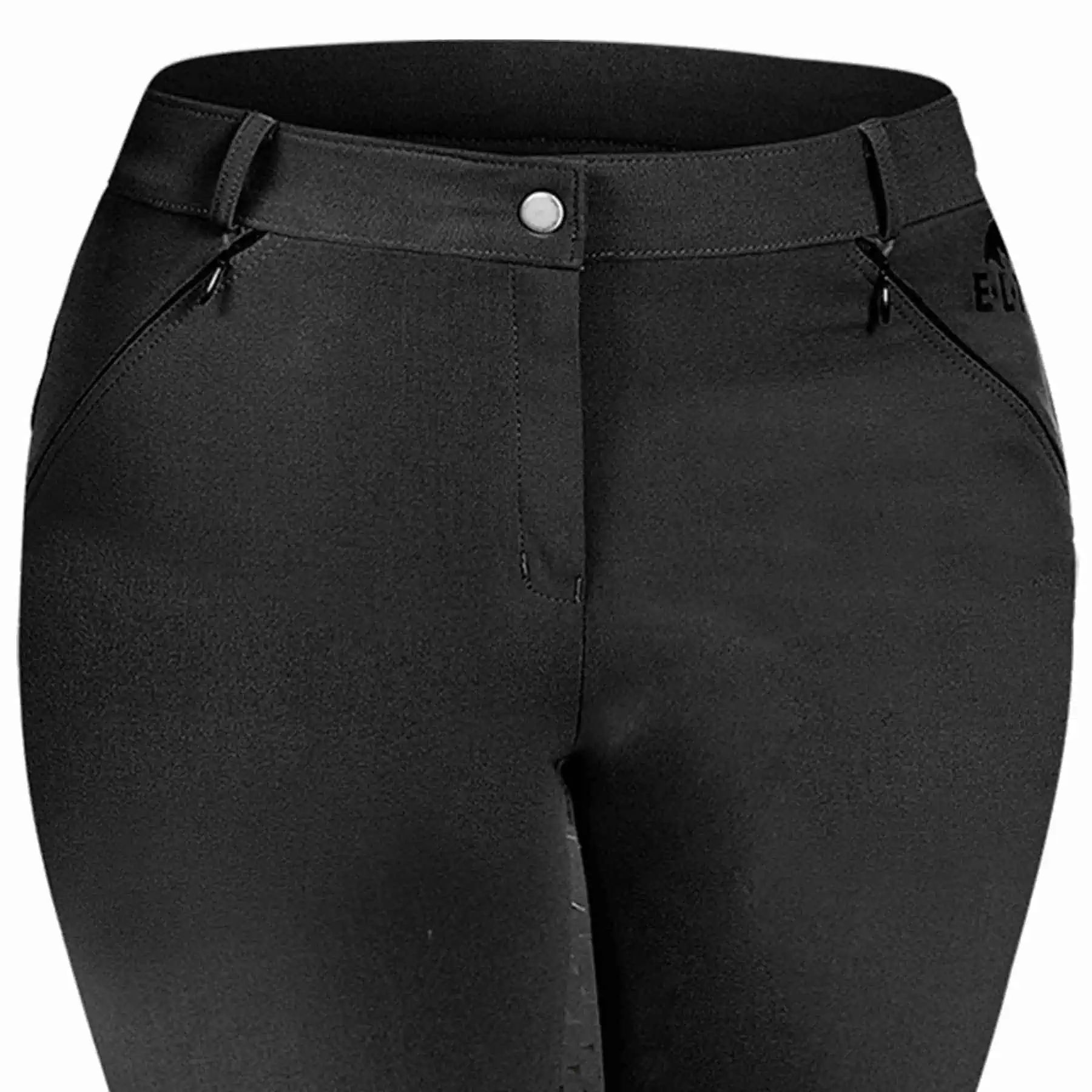 Pantaloni da equitazione ELT Dahlia Silicone, aderenza totale classici, vista frontale, chiusura