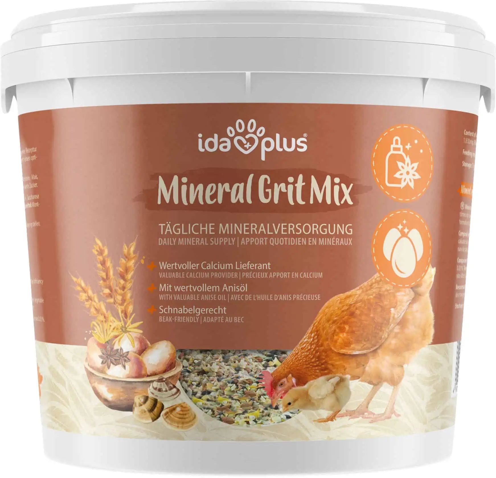 Complément de sel minéral pour poules IdaPlus Mineral Grit Mix 5 kg