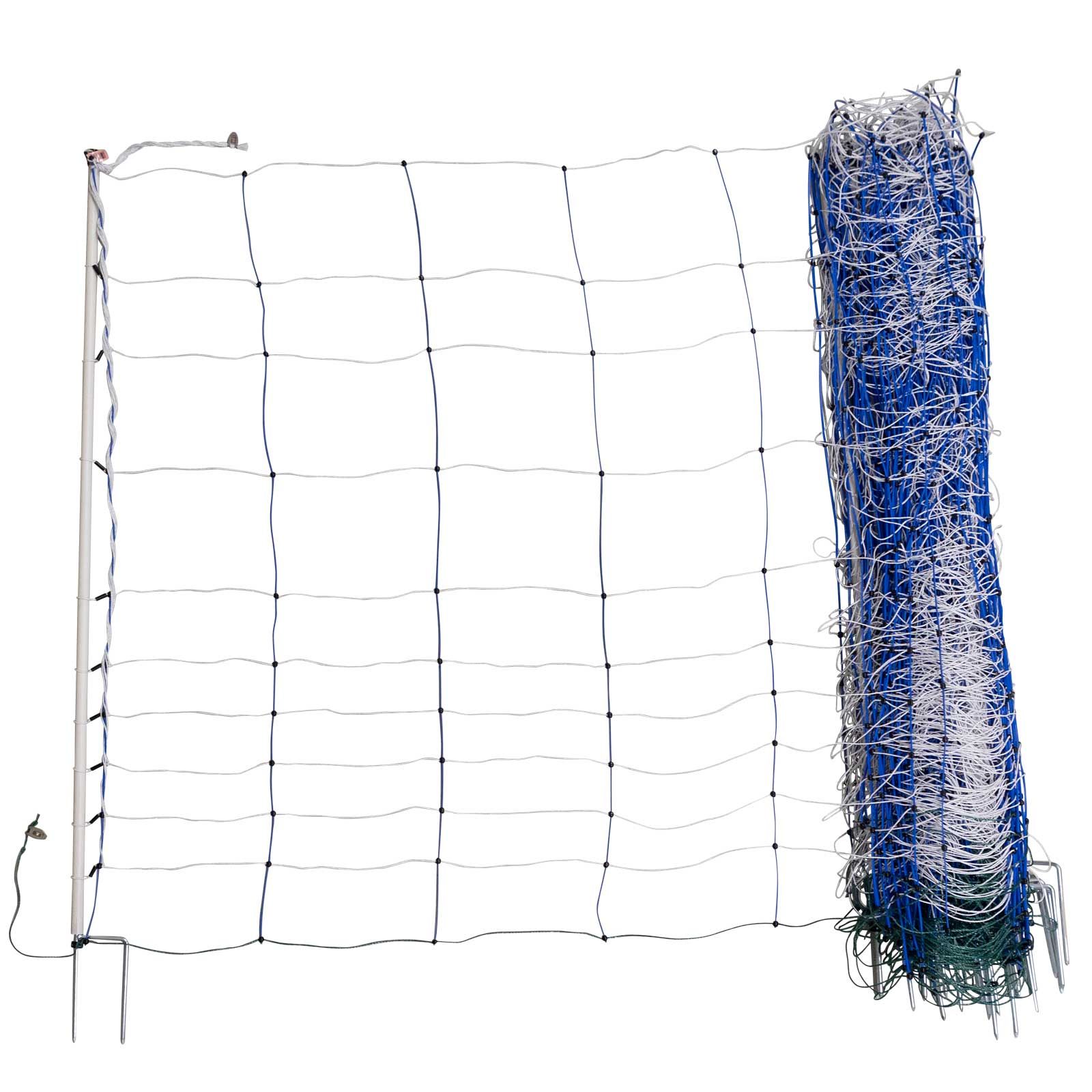 Ako Wildzaun TitanNet 145 mit Strom, Doppelspitze, weiß-blau 50 m x 145 cm