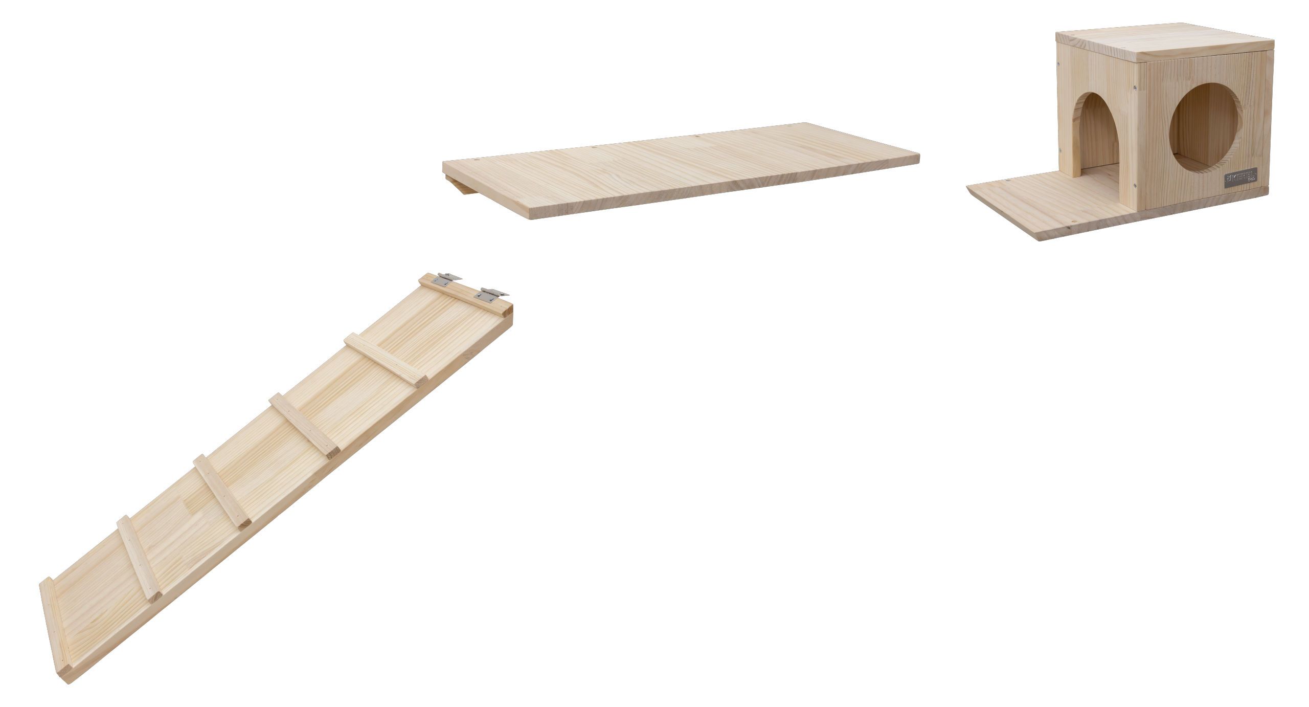 Kerbl Kleintier Wand-Parkour Sidewalk 3-teilig aus Vollholz
