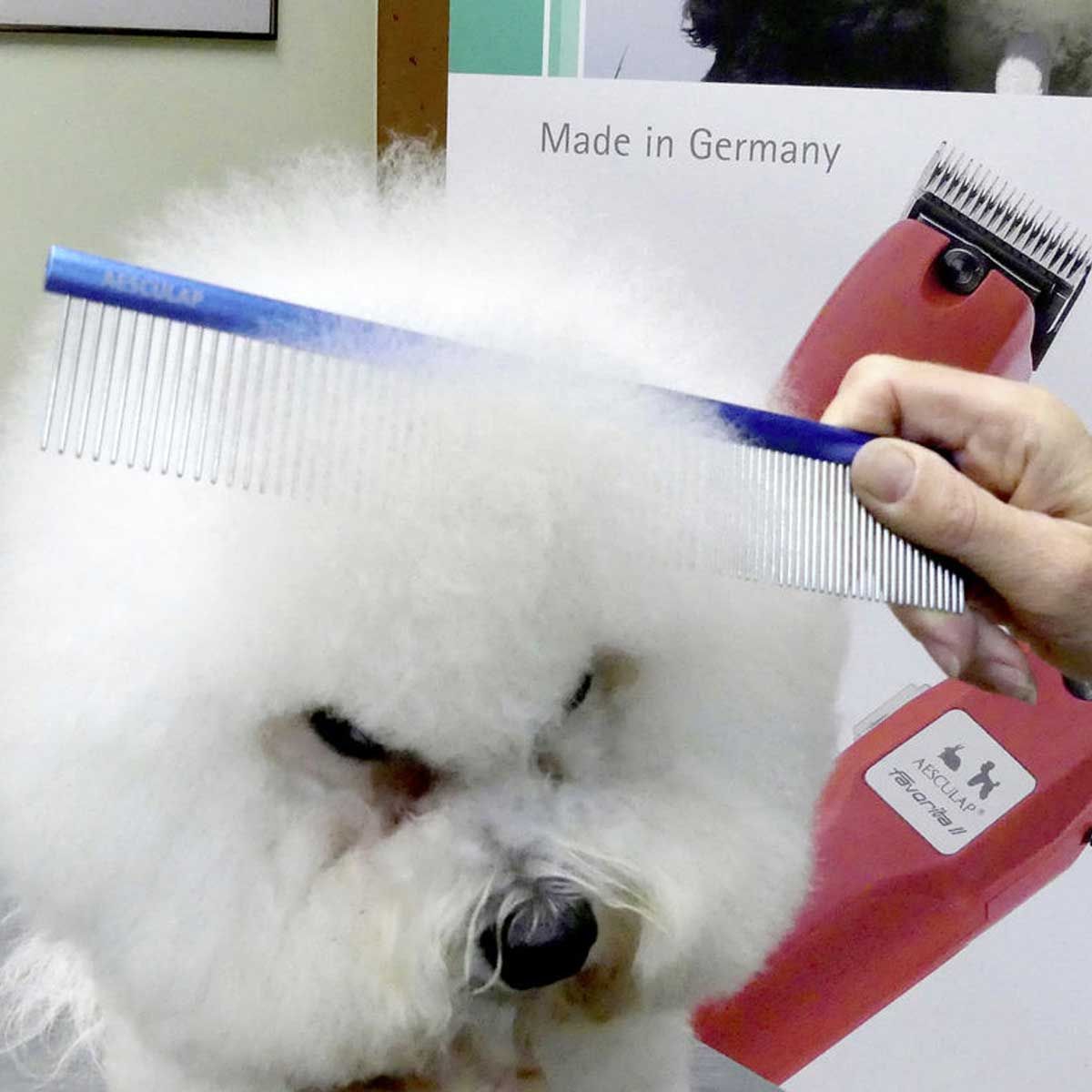 Aesculap Fellkamm mit Aluminiumgriff für Hunde und Katzen, 148 mm
