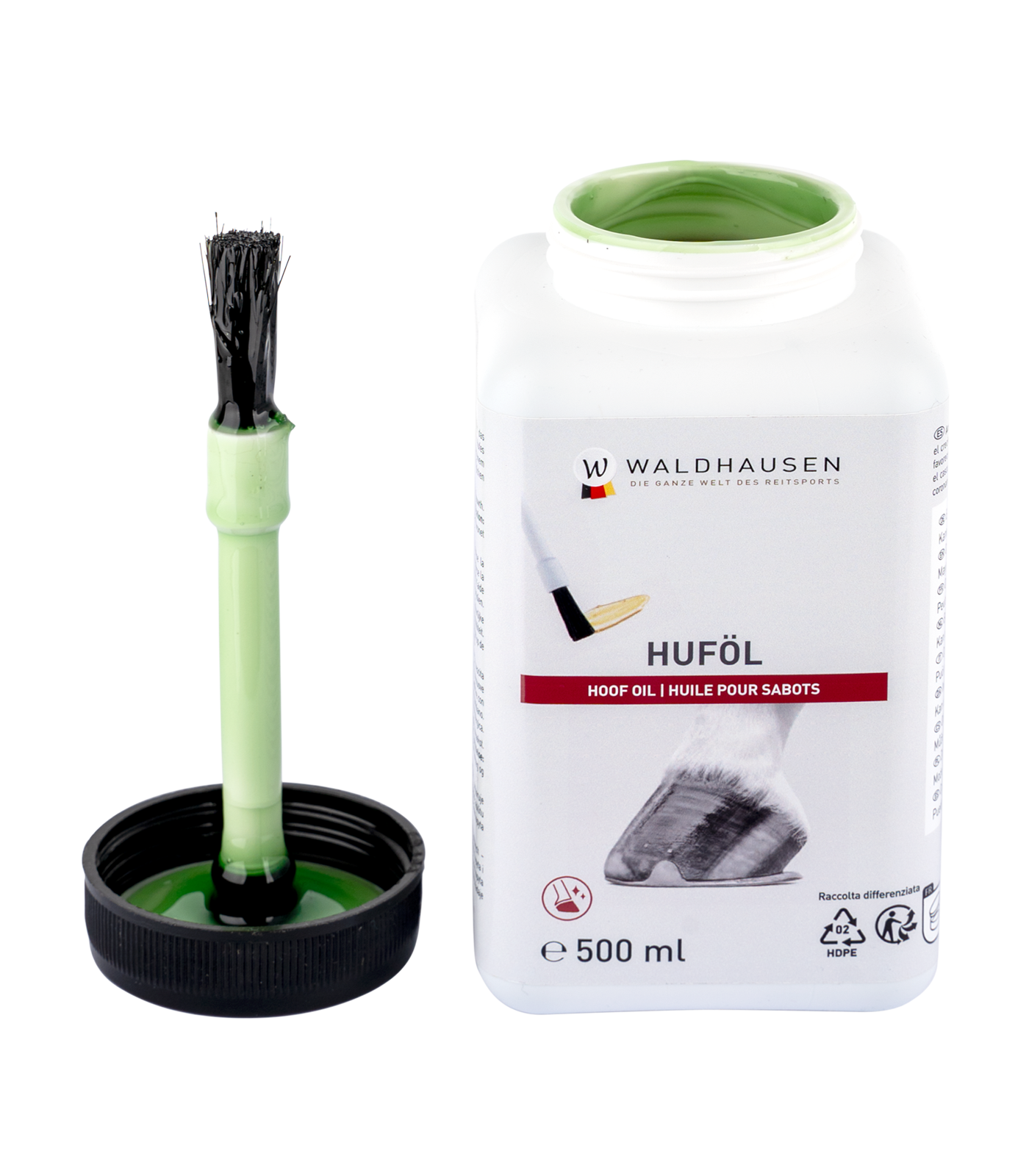 Waldhausen Huile pour Sabots à l'Huile de Laurier, avec Pinceau, 500 ml, contenu de la livraison
