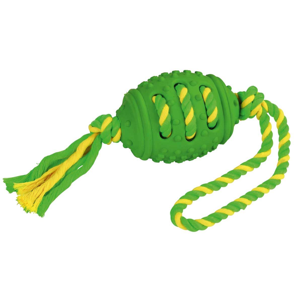 Kerbl Kutyajáték Focilabda Kötélen, Gumi/Pamut, 42 cm, ömlesztett termék