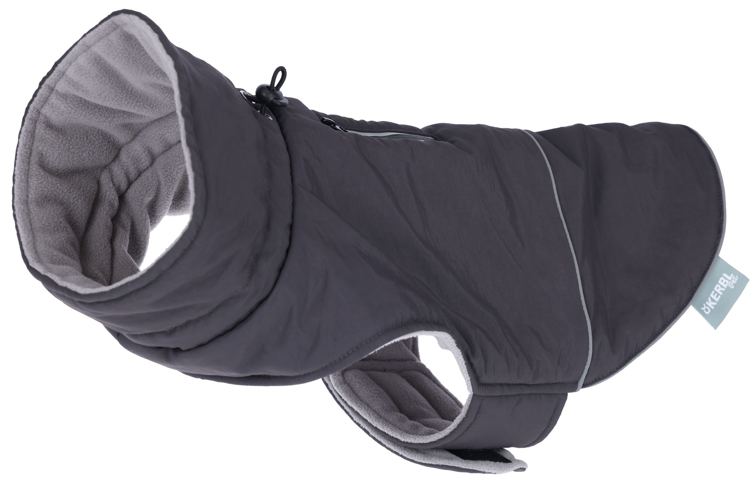 hooded scarf, winter scarf, anorak, padded, grey