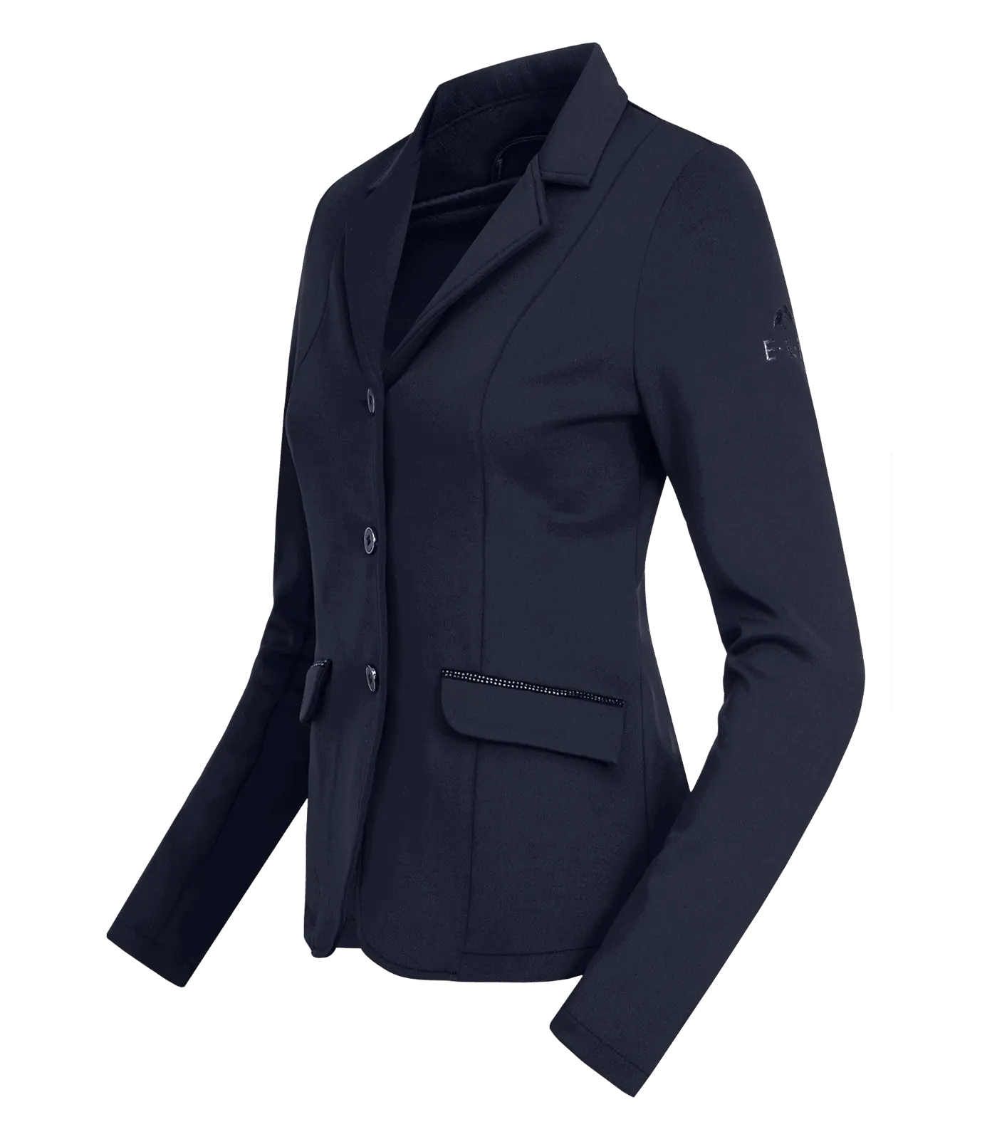 ELT Veste de compétition Lina pour femmes, coupe cintrée avec strass, bleu profond, L