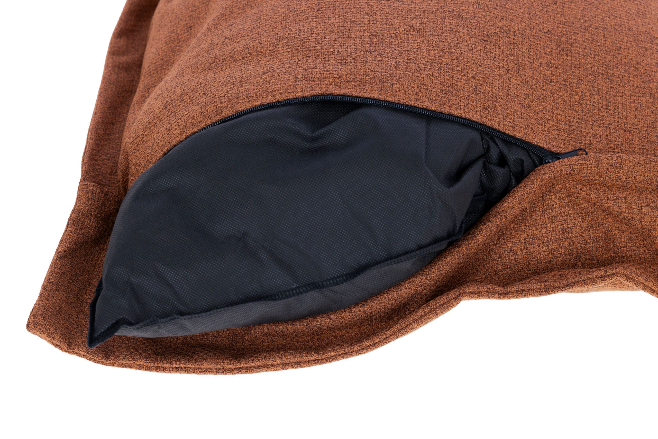 Kerbl Pet Dog Cuddle Sack Oliver, rust, durable upholstery fabric cover, detail view, closure