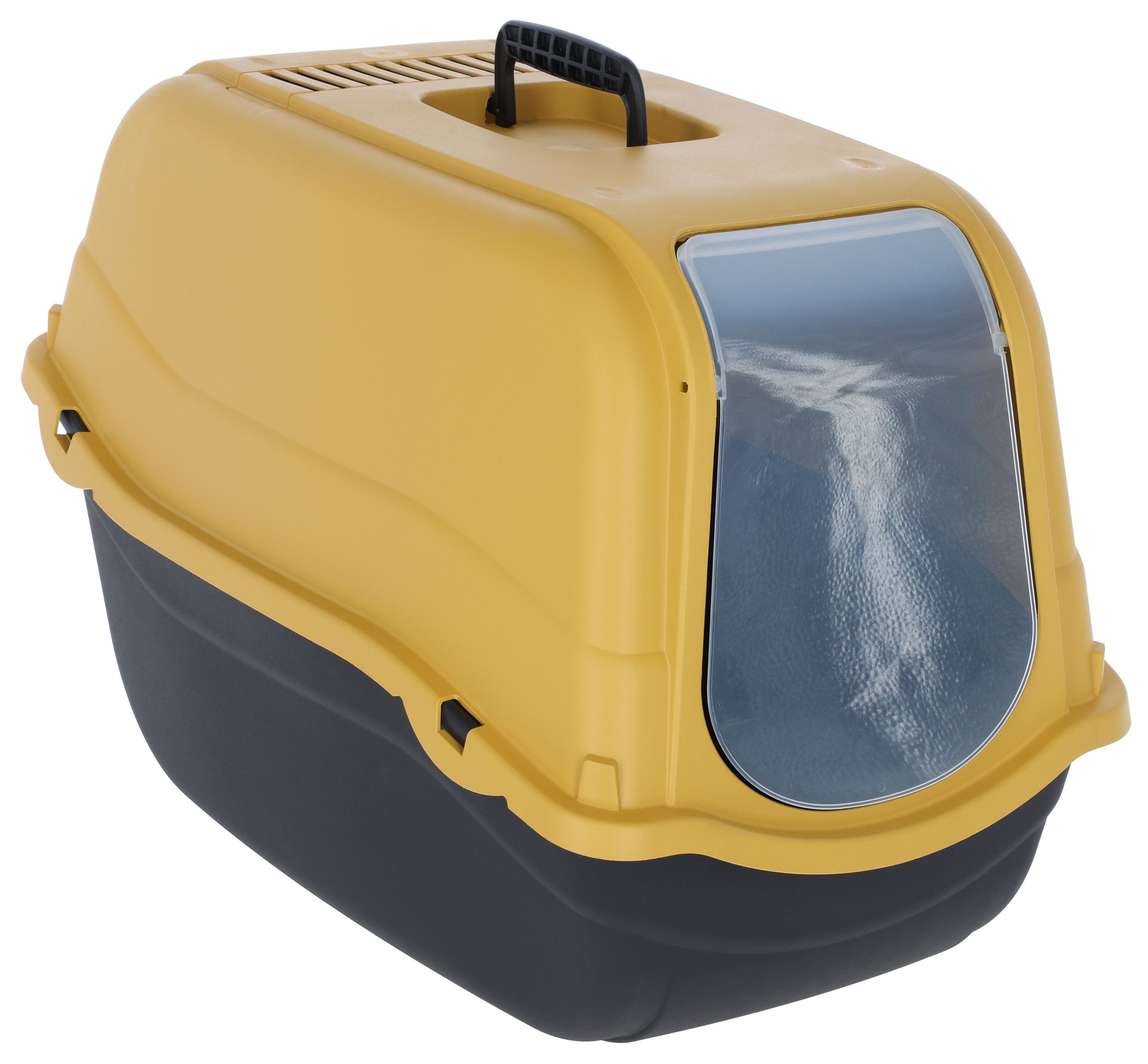 Tiertransportbox, Katzentransportbox, gelb, harte Schale, Transportbox mit Fenster