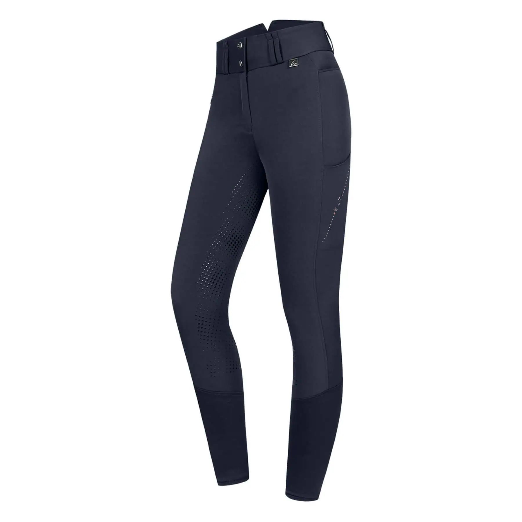 Pantalon d'équitation thermique Mina ELT, fond intégral silicone, bleu profond D38