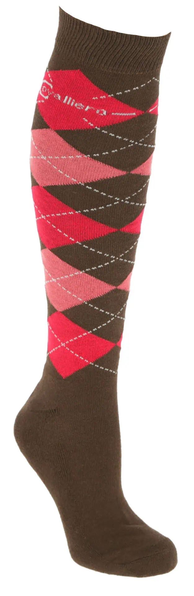 Riding socks Bresica, terra, plaid, size 34-36